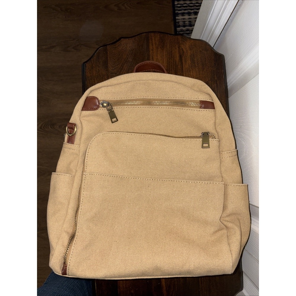 Antik Kraft Willa Canvas Backpack Tan 14" X 12" Multi Pockets - Picture 2 of 9